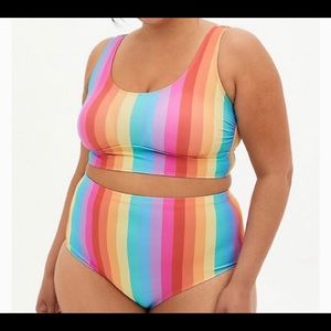 Torrid Rainbow Scoop Neck Bikini Top & Matching Bottoms 2 pc Swimsuit Set 1X